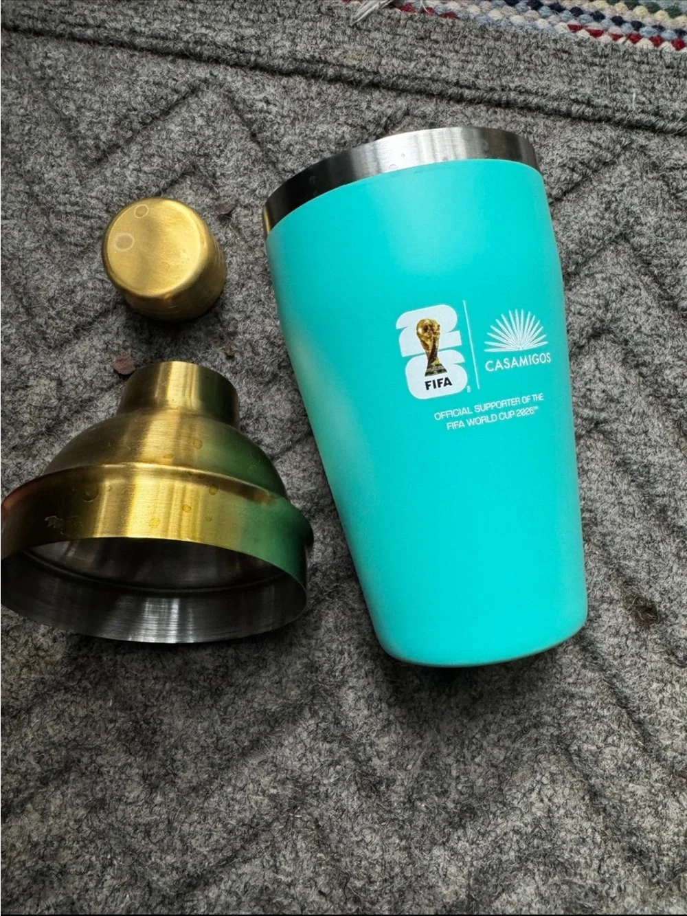 FIFA / Casamigos Teal Gold Cocktail Shaker - NWOT